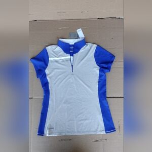 Annika Cutter & Buck  Polo Shirt 1/4 Zip Women's Large White Blue New